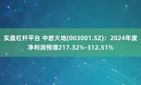 实盘杠杆平台 中岩大地(003001.SZ)：2024年度净利润预增217.32%-312.51%